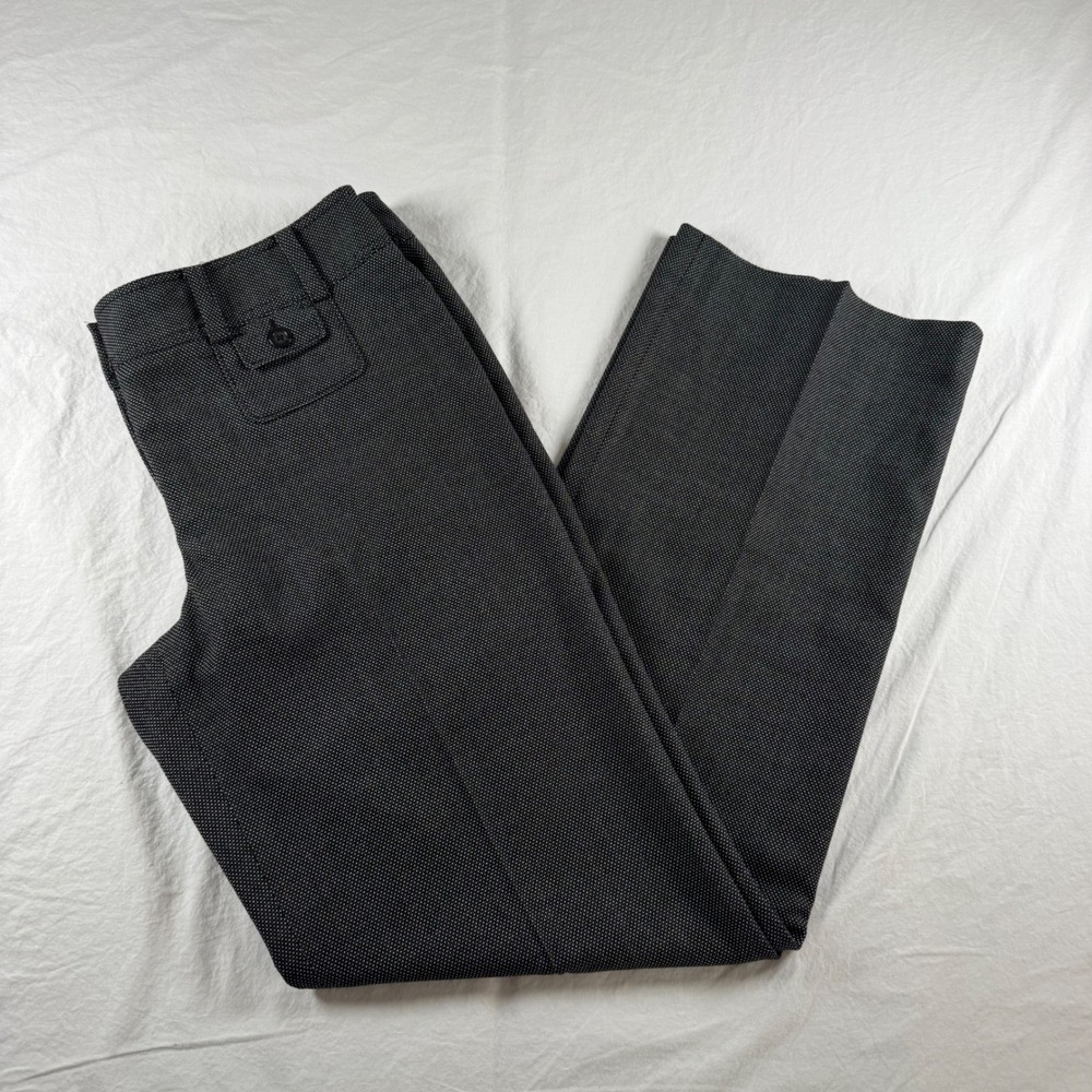 Ann Taylor Lindsay Fit Size 8 Black Micro Polka Dot Straight Slacks Dress Pants